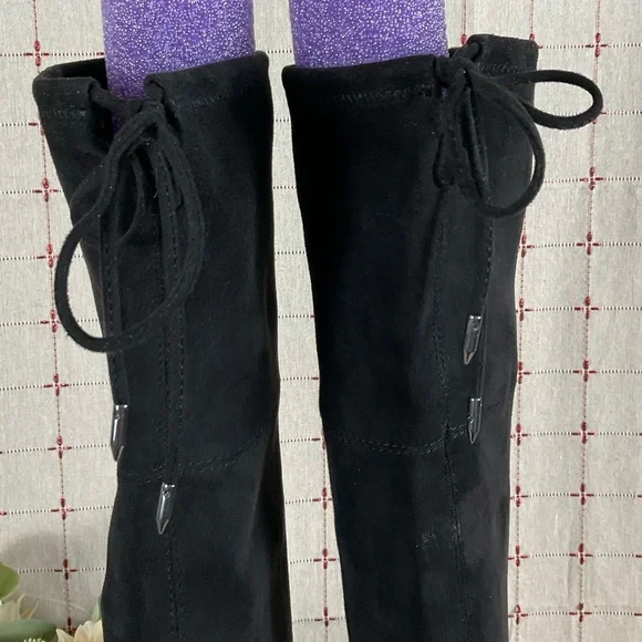 🧸HP🧸 Sam Edelman “Kristie” Over the Knee Boots Black Faux Suede Sz 7 NWOB - Picture 4 of 13